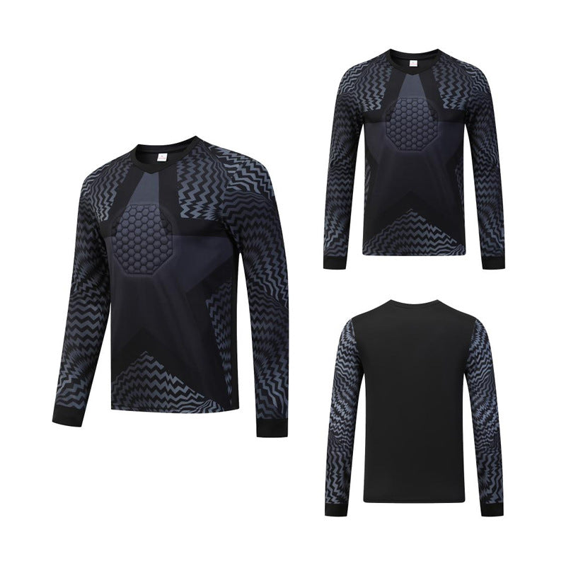 Long Sleeve Padded Chest Soccer Goalkeeper Jersey Black