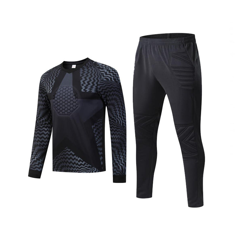 Long Sleeve Padded Chest Soccer Goalkeeper Tracksuit Black