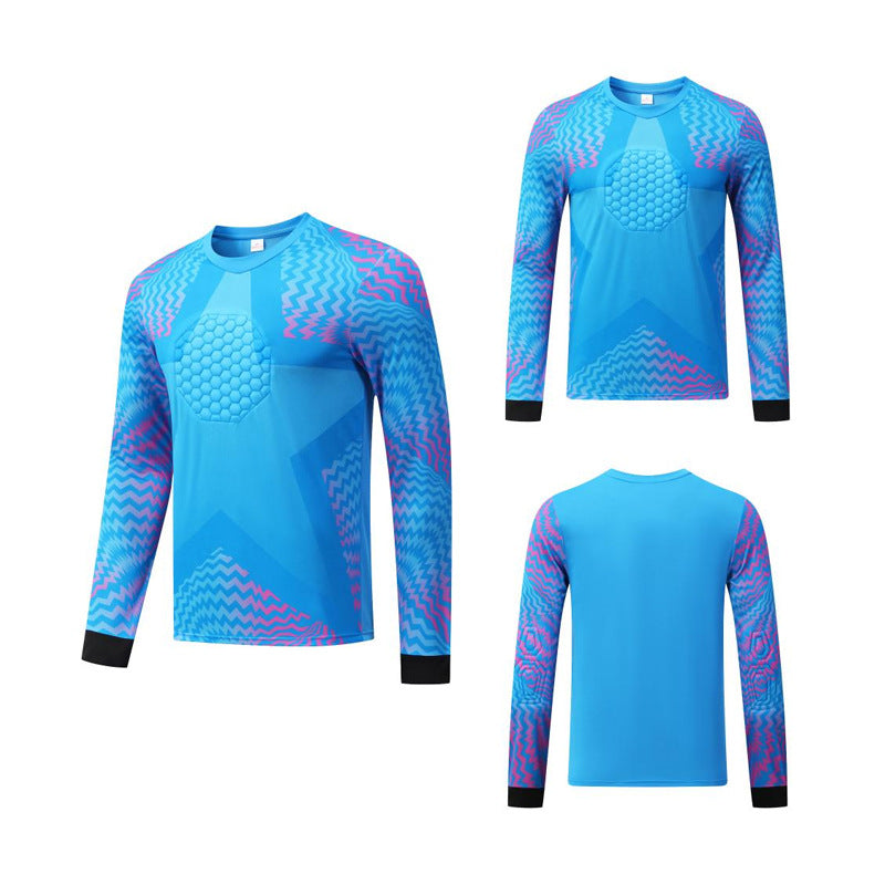 Long Sleeve Padded Chest Soccer Goalkeeper Jersey Blue