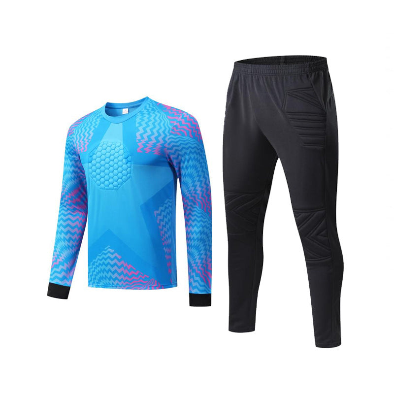 Long Sleeve Padded Chest Soccer Goalkeeper Tracksuit Blue