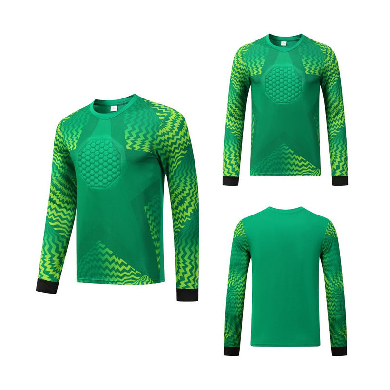 Long Sleeve Padded Chest Soccer Goalkeeper Jersey Green