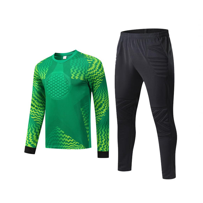 Long Sleeve Padded Chest Soccer Goalkeeper Tracksuit Green
