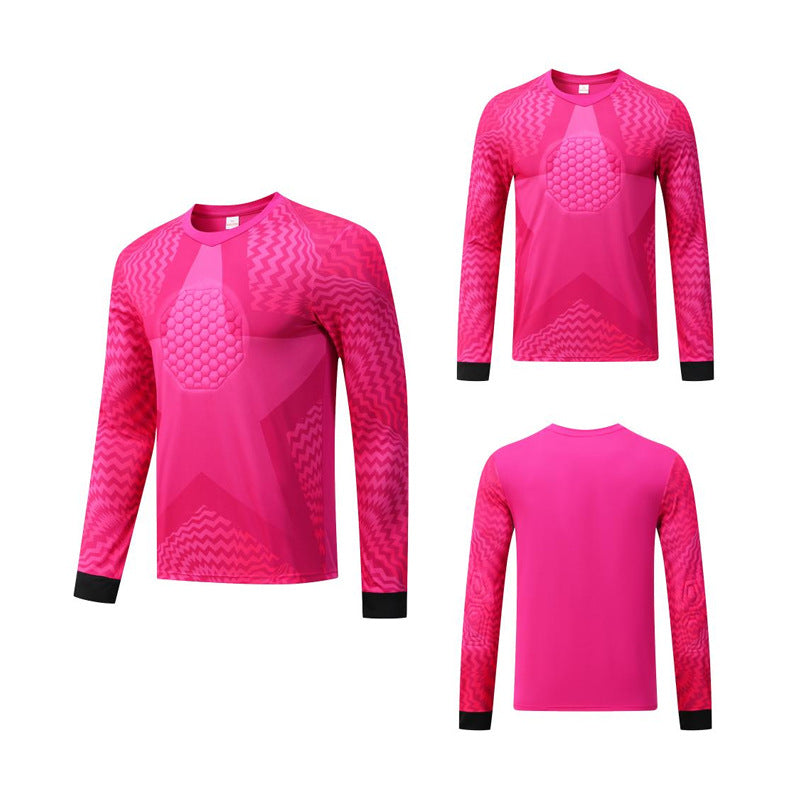 Long Sleeve Padded Chest Soccer Goalkeeper Jersey Pink