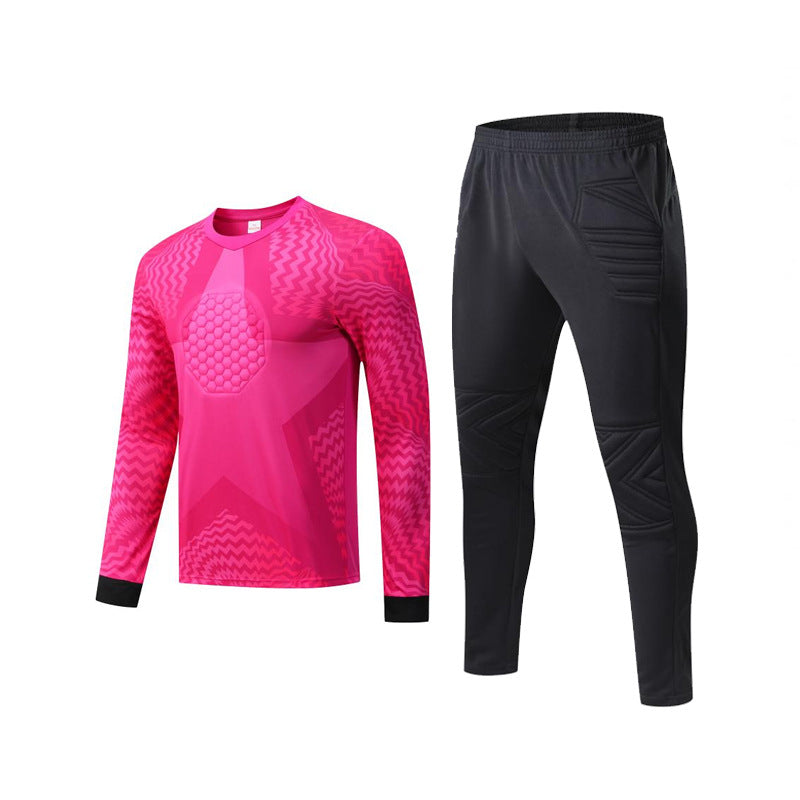 Long Sleeve Padded Chest Soccer Goalkeeper Tracksuit Pink