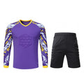 Padded Goalkeeper Jersey & Shorts Long Sleeve Soccer Goalie Shirt Purple