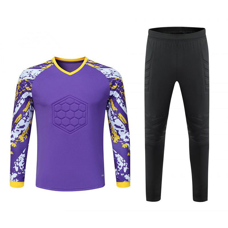 Padded Goalkeeper Tracksuit Long Sleeve Soccer Goalie Shirt Purple