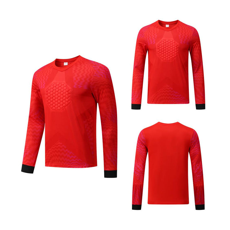 Long Sleeve Padded Chest Soccer Goalkeeper Jersey Red