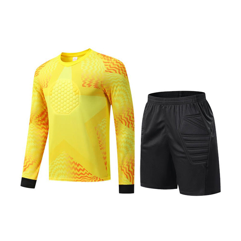 Long Sleeve Padded Chest Soccer Goalkeeper Jersey & Shorts Yellow