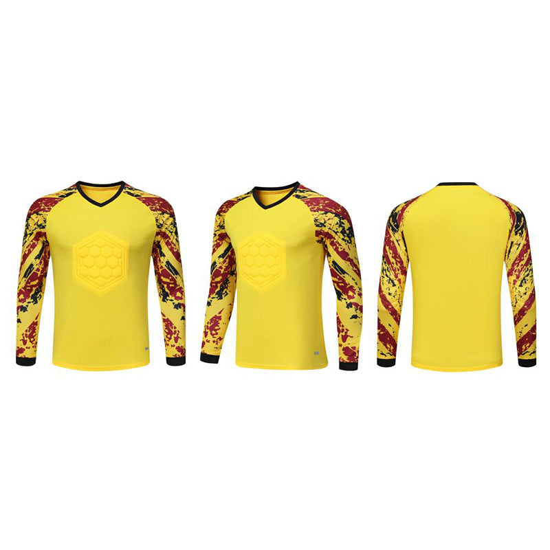 Padded Goalkeeper Jersey Long Sleeve Breathable Soccer Goalie Shirt Yellow