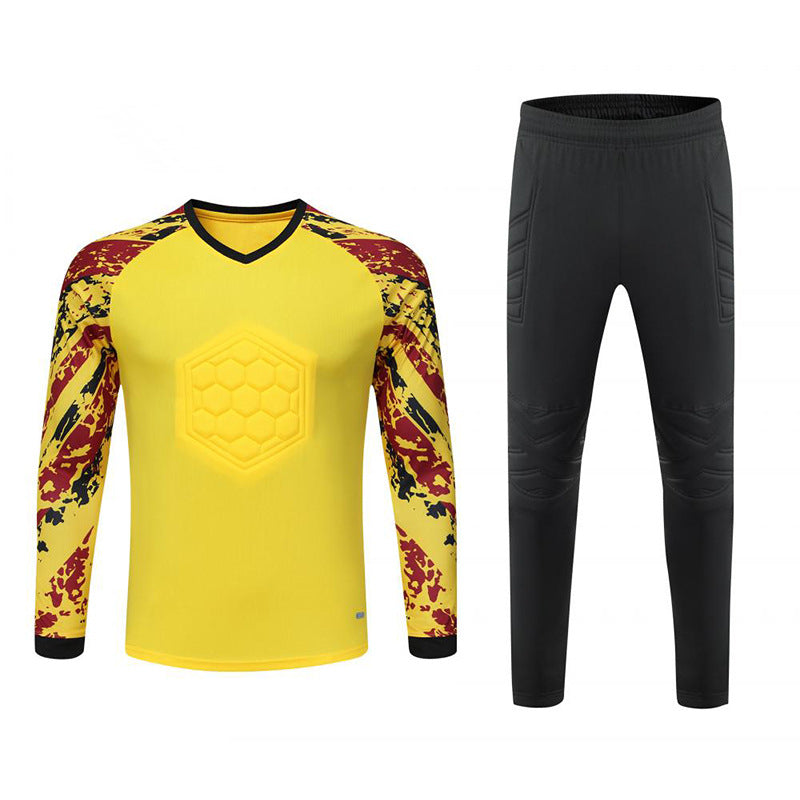 Padded Goalkeeper Tracksuit Long Sleeve Soccer Goalie Shirt Yellow